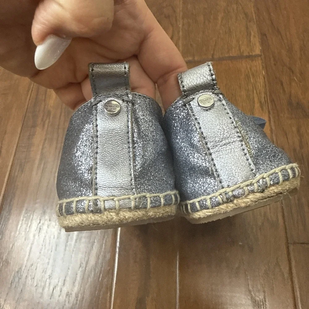 Coach Ramira Espadrille Shoes Glitter Lace Up Sneaker Blue Ribbon Coastal 6.5